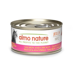 Almo Almo Nature Jelly HFC 貓罐頭 天然系列 三文魚+雞肉 70g 70g 正面圖