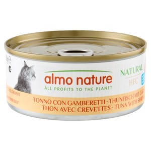 Almo Almo Nature HFC 貓罐頭 天然系列 吞拿魚+鮮蝦 150g 150g 正面圖