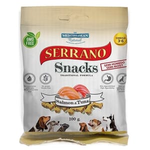 Mediterranean Mediterranean Natural Serrano 狗零食 三文魚+吞拿魚 100g 100g  正面圖