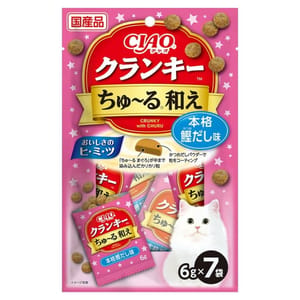 CIAO CIAO 貓零食 日本夾心貓餅 本格鰹魚湯 6g 7袋入 6g  正面圖