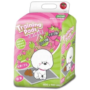 TRIPLE TRIPLE Training Pads 寵物尿墊 狗尿墊 狗尿片 士多啤梨味 [45x60 2尺 50枚]   正面圖