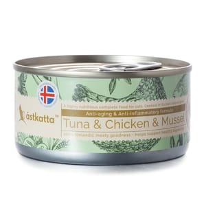 Astkatta Astkatta 冰島罐 貓罐頭 抗增强活力主食配方 白鰹吞拿雞肉貽貝 170g 170g  正面圖