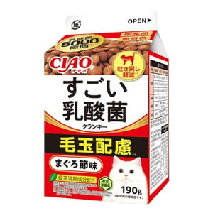 CIAO CIAO 貓糧 日本5000億個乳酸菌 毛玉配慮 金槍魚乾味牛奶盒裝 190g 190g 正面圖
