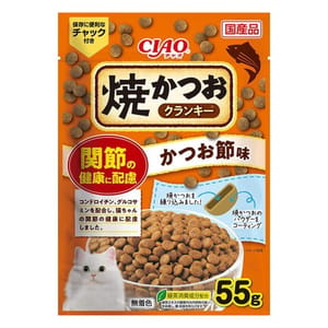 CIAO CIAO 貓零食 日本 Crunky 燒鰹魚夾心脆餅 關節健康配慮 55g 55g 正面圖