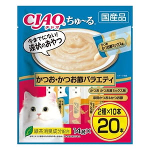 CIAO CIAO 肉泥 貓零食 鰹魚+鰹魚乾組合裝 14g 20本入 14g  正面圖