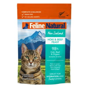 Feline Feline Natural 貓軟包 牛肉藍尖尾鱈魚配方 85g 85g  正面圖
