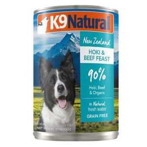 K9 K9 Natural 狗罐頭 主食罐 牛肉及藍尖尾鱈魚盛宴 370g 370g 正面圖