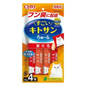 CIAO CIAO 肉泥 貓零食 驚人的殼聚醣 減便臭 14g 4本入 14g 正面圖