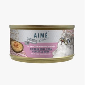 AIME AIME Kitchen 貓罐頭 無穀物均衡貓罐 老貓專用 殿堂主食系列 雞肉煮吞拿魚 75g 75g  正面圖