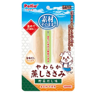 Petio Petio 狗零食 原汁原味 野菜湯味原條蒸雞柳肉 2條裝   正面圖
