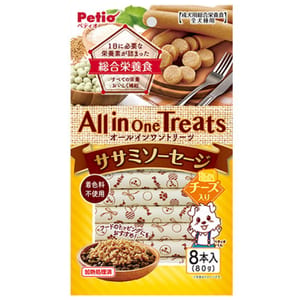 Petio Petio All in One Treats 狗零食 綜合營養芝士雞柳肉腸 8支裝   正面圖