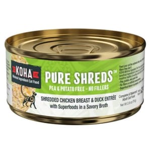 KOHA KOHA 貓罐頭 雞胸肉絲及鴨肉絲 79g 79g 正面圖