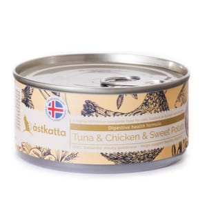 Astkatta Astkatta 冰島罐 貓罐頭 腸道護理主食配方 白鰹吞拿魚雞肉番薯 80g 80g 正面圖