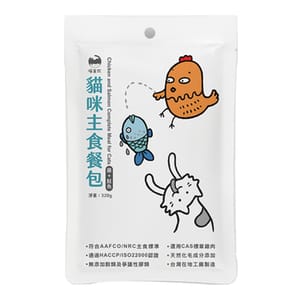 喵皇奴 喵皇奴 貓罐頭 主食餐包 雞肉+鮭魚 320g 320g 正面圖