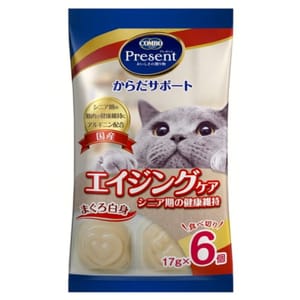 日本COMBO 日本COMBO Present 貓零食 金槍魚肉泥布甸 高齡健康配方 17g 6個入 17g  正面圖