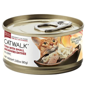 CATWALK CATWALK 貓主食罐 吞拿魚 + 小鳀魚 Tuna with Small Anchovies Entrée 80g 80g 正面圖