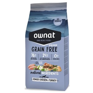 ownat ownat 狗糧 高齡犬糧 放牧雞⾁與火雞 中顆粒 關節保健配⽅ 3kg 3kg 正面圖
