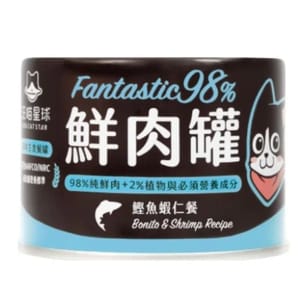 汪喵星球 汪喵星球 貓罐頭 DogCatStar 貓用98% 鮮肉無膠主食罐 鰹魚蝦仁 165g 165g 貓用 正面圖