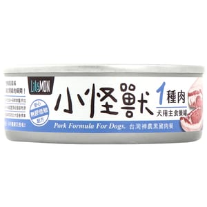 怪獸部落 怪獸部落 1&2種肉狗主食罐 狗主食罐 純黑豬肉 80g 80g  正面圖