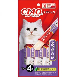 CIAO CIAO 貓零食 日本啫喱果凍棒 ささみ&紅ずわいがに 雞肉女王蟹味 60g 60g 正面圖