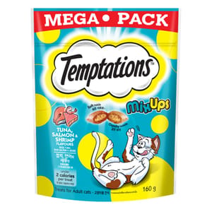 Temptations Temptations 三重奏貓零食 吞拿魚+三文魚及蝦 160g 160g  正面圖