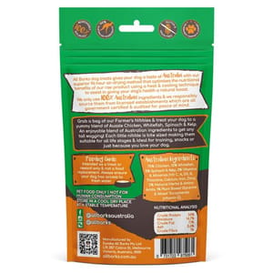 All All Barks Farmer's Nibbles 雞肉白魚粒粒狗小食 100g 100g  背面圖