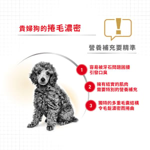 Royal Canin Royal Canin 狗糧 法國皇家狗糧 純種系列 貴婦狗成犬專屬配方 貴婦犬糧 PD30 1.5kg 5kg  背面圖