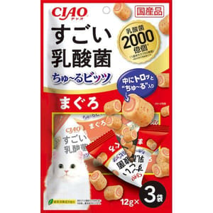 CIAO CIAO 貓零食 日本2000億個乳酸菌零食粒 金槍魚味 12g 3袋入 12g  正面圖