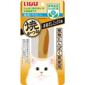CIAO CIAO 貓零食 日本燒鰹魚條 植物由來蛋白質 高湯雜錦味 25g 25g 正面圖