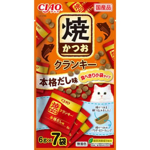 CIAO CIAO 貓零食 日本Crunky 燒鰹魚夾心脆餅 高湯味 6g 7袋入 6g  正面圖