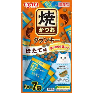 CIAO CIAO 貓零食 日本Crunky 燒鰹魚夾心脆餅 扇貝味 6g 7袋入 6g  正面圖