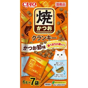 CIAO CIAO 貓零食 日本Crunky 燒鰹魚夾心脆餅 鰹魚乾味 6g 7袋入 6g  正面圖