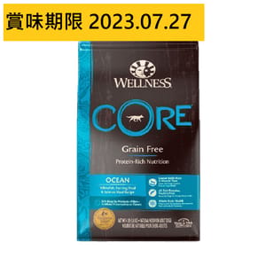 WELLNESS WELLNESS CORE 狗糧 無穀物 海洋魚配方 白魚,鯡魚及三文魚 12lb 12lb  正面圖