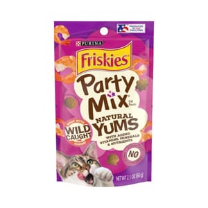 Friskies喜躍 Friskies喜躍 Party Mix Natural Yums 貓零食 貓脆餅 野生蝦肉 2.1oz 1oz 正面圖