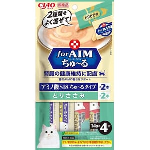 CIAO CIAO 肉泥 貓零食 腎臓健康維持 for AIM 雞柳味 14g 4本袋裝 14g  正面圖