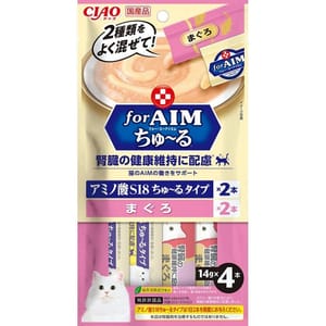 CIAO CIAO 肉泥 貓零食 腎臓健康維持 for AIM 金槍魚味 14g 4本袋裝 14g 正面圖