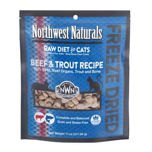 Northwest Northwest Naturals 無穀物凍乾脫水貓糧 牛肉+鱒魚 11oz 311g 11oz 正面圖