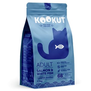 KOOKUT KOOKUT 天然無穀物成貓糧 三文魚白魚 1.5kg 5kg 正面圖