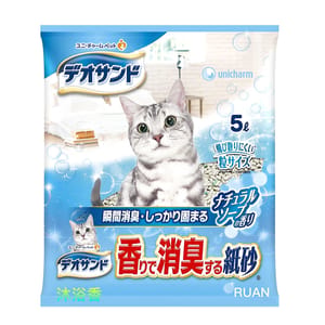 Unicharm Unicharm 日本消臭結團 紙貓砂 沐浴香 5L 5L  正面圖