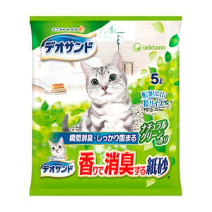 Unicharm Unicharm 日本消臭結團 紙貓砂 庭園香 5L 5L  正面圖
