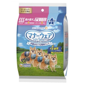 Unicharm Unicharm 公⽝⽤禮儀褲-SSS-碼 1.5-3kg 15-30cm 4片 3kg  正面圖