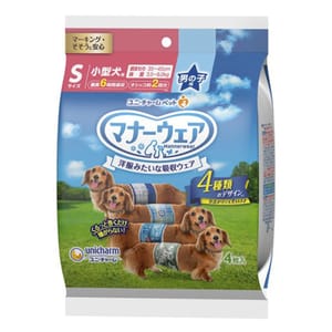 Unicharm Unicharm 公⽝⽤禮儀褲-S-碼 3.5-6kg 35-40cm 4片 6kg  正面圖
