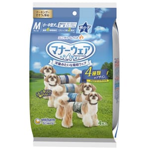 Unicharm Unicharm 公⽝⽤禮儀褲-M-碼 5.5-7.5kg 40-45cm 4片 5kg 正面圖