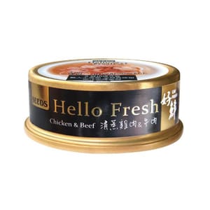 SEEDS SEEDS 貓罐頭 Hello Fresh好鮮燉湯 清清蒸雞⾁+⽜⾁ 50g 50g 正面圖