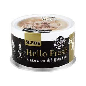 SEEDS SEEDS 貓罐頭 Hello Fresh好鮮燉湯 清蒸牛肉+雞肉 80g 80g  正面圖