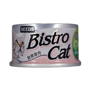 SEEDS SEEDS 貓罐頭 Bistro機能鮪魚銀罐 鮮嫩雞⾁+維他命B群 80g 80g 正面圖