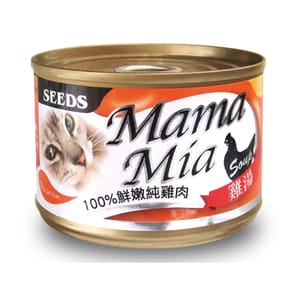 SEEDS SEEDS 貓罐頭 Mamamia機能雞湯罐 100%鮮嫩純雞⾁+絲蘭萃取物 170g 170g 正面圖