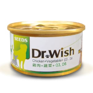 SEEDS SEEDS 狗罐頭 Dr Wish營養慕絲 雞⾁+蔬菜+Omega3&6 85g 85g 正面圖