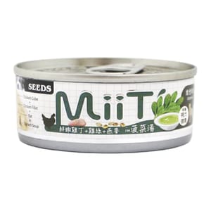 SEEDS SEEDS 狗罐頭 MiiT雞丁機能湯罐 鮮嫩雞丁菠菜湯佐雞絲燕⿆ 80g 80g 正面圖