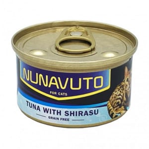 NUNAVUTO NUNAVUTO 無穀物貓罐 吞拿魚伴白飯魚 80g 80g 正面圖